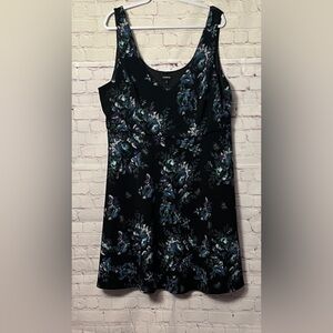 Torrid Black Blue Floral Sleeveless Fit & Flare Dress Plus Size 3
